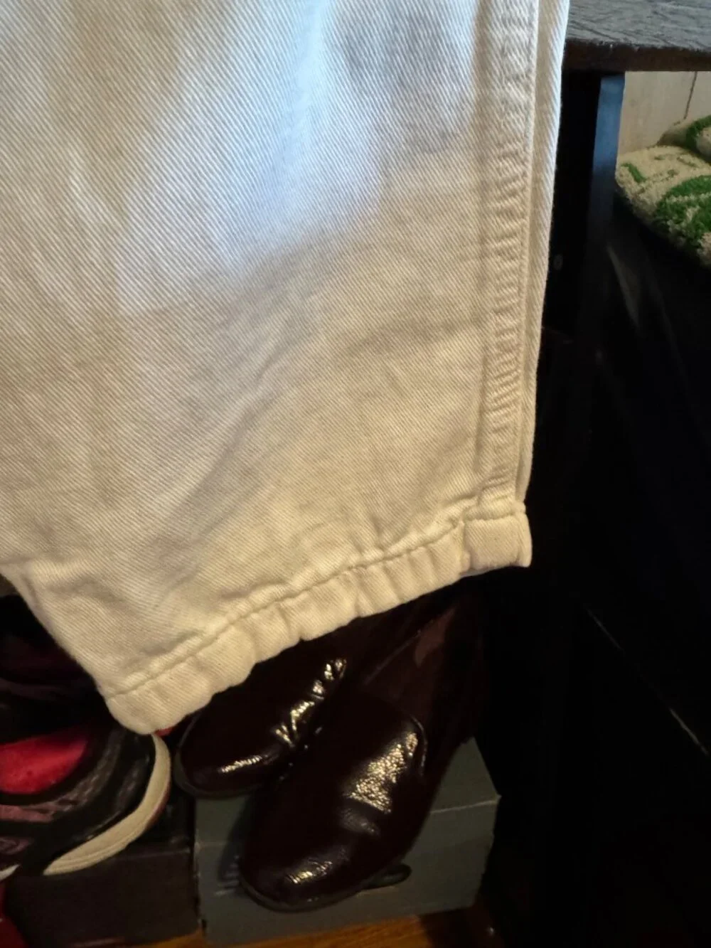 Zara Mens White Denim Twill Drawstring Jogger Pants Size Medium